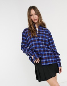 Синяя клетчатая рубашка Fred Perry-Голубой