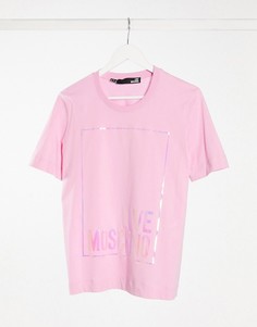 Розовая футболка с переливающимся логотипом Love Moschino-Розовый