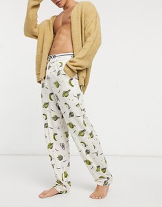 Бежевые штаны для дома с космическим принтом ASOS DESIGN-Бежевый