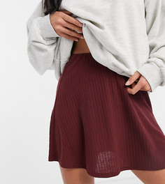 Расклешенная юбка мини винного цвета в рубчик ASOS DESIGN Petite-Красный