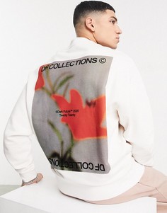 Свитшот в стиле oversized с высоким воротом и графическим принтом на спине ASOS Dark Future-Серый