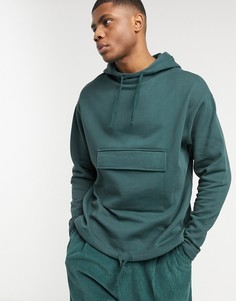 Oversized-худи зеленого цвета с карманом и завязками по краю ASOS DESIGN-Зеленый цвет
