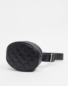 Черная стеганая сумка-кошелек на пояс из искусственной кожи Monki-Черный цвет
