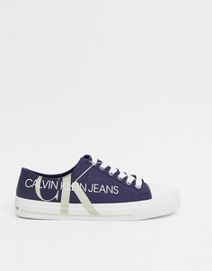 Кроссовки темно-синего и бежевого цвета Calvin Klein Jeans Demianne-Темно-синий