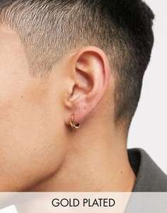 Серьги-кольца диаметром 9 мм с 14-каратным золотым покрытием ASOS DESIGN-Золотой