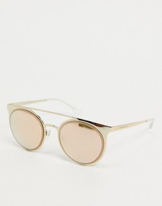 Коричневые очки-авиаторы с зеркальными стеклами Emporio Armani-Коричневый цвет
