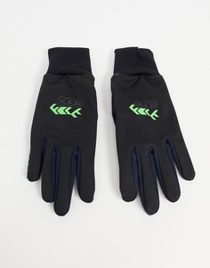 Черные перчатки c отделкой неонового цвета со вставками для сенсорных экранов ASOS DESIGN-Черный цвет