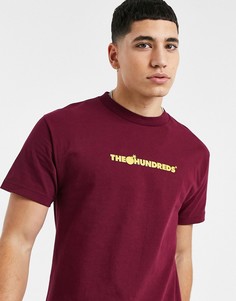 Бордовая футболка с маленьким логотипом The Hundreds-Красный