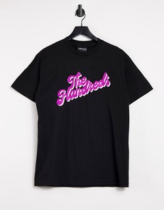 Черная футболка со светящимся в темноте косым логотипом The Hundreds-Черный цвет