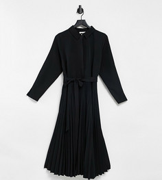 Черное платье-рубашка миди с запахом и завязкой Closet London Plus-Черный цвет