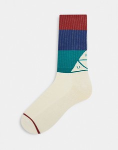 Кремовые носки с разноцветными полосками HUF-Кремовый