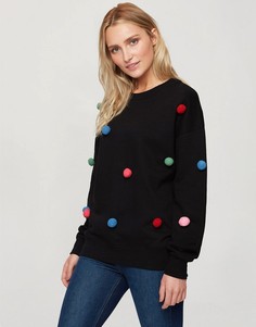 Черный свитшот с помпонами Miss Selfridge