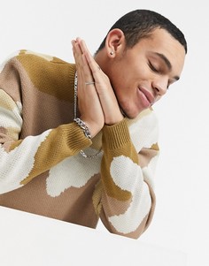 Коричневый джемпер из фактурного трикотажа с камуфляжной расцветкой ASOS DESIGN-Коричневый цвет