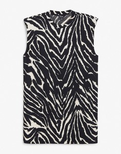 Платье-футболка мини из органического хлопка с подплечниками и принтом зебры Monki Alvina-Многоцветный