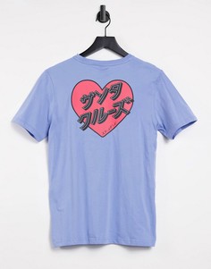 Голубая футболка с принтом сердца и японскими иероглифами Santa Cruz-Голубой