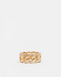 Золотистое кольцо в виде цепочки с крупными звеньями Icon Brand-Золотистый