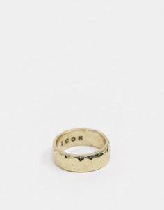 Золотистое кольцо с фактурной отделкой Icon Brand-Золотистый