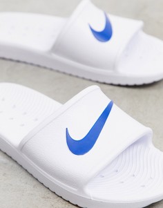 Бело-синие шлепанцы для душа Nike Kawa-Белый