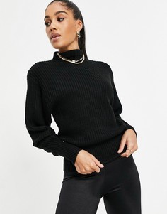 Вязаный джемпер с высоким воротником Brave Soul-Черный цвет