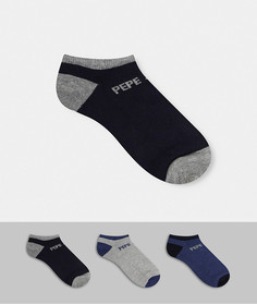 Набор из трех пар носков под кроссовки серого и темно-синего цвета Pepe Jeans Anthony-Темно-синий