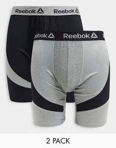 Набор из двух черных/серых удлиненных боксеров-брифов Reebok-Многоцветный