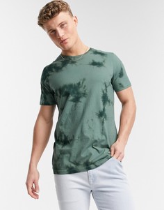 Темно-зеленая футболка с принтом тай-дай Jack & Jones-Зеленый цвет