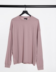 Фиолетовая футболка в стиле oversized с длинными рукавами ASOS DESIGN-Розовый