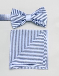 Галстук-бабочка и платок для нагрудного кармана из легкой жатой ткани Gianni Feraud-Темно-синий