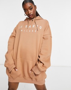 Светло-коричневое платье-худи в стиле oversized Il Sarto-Светло-коричневый