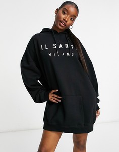 Черное платье-худи в стиле oversized Il Sarto-Черный цвет