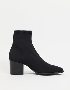 Ботинки челси на каблуке с открытым носком и с неопреном ASOS DESIGN-Черный цвет