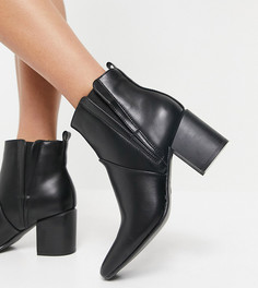Черные ботинки челси на каблуке для широкой стопы Glamorous Wide Fit-Черный цвет