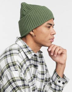 Шапка-бини в стиле oversized цвета хаки ASOS DESIGN-Зеленый цвет