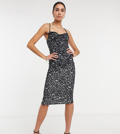 Платье миди с абстрактным принтом на тонких бретельках ASOS DESIGN Tall-Многоцветный