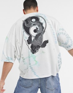 Светло-зеленая футболка в стиле oversized с принтом тай-дай и бабочкой на спине ASOS DESIGN-Зеленый цвет