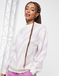 Джемпер с сиреневым зебровым принтом Bershka-Фиолетовый цвет