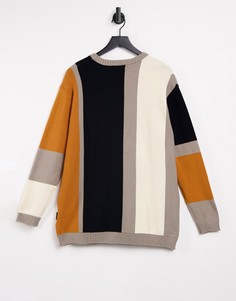 Серый джемпер в стиле колор-блок Bershka-Темно-синий