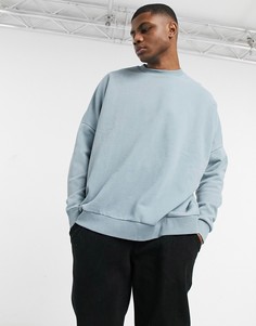 Свитшот серо-синего цвета с эффектом кислотной стирки в стиле extreme oversized ASOS DESIGN-Серый