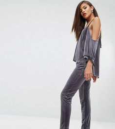 Бархатные брюки-сигаретки ASOS TALL RED CARPET-Серый