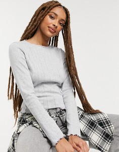 Ажурный лонгслив серого цвета Cotton:On-Серый