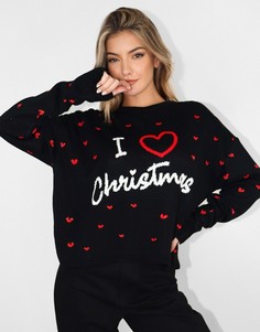 Черный джемпер «I Love Christmas» Missguided-Черный цвет