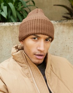 Коричневая шапка-бини в стиле oversized от ASOS DESIGN-Коричневый
