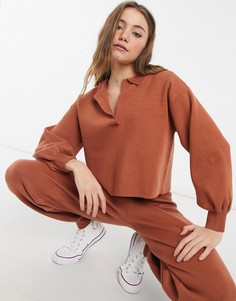 Свободный свитшот из трикотажа рыжего цвета для дома премиум-класса ASOS DESIGN-Коричневый цвет