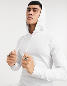 Обтягивающий худи из органического хлопка цвета белый меланж ASOS DESIGN