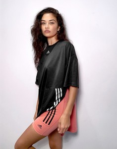 Черная футболка в стиле oversized с тремя полосками adidas Training-Черный цвет