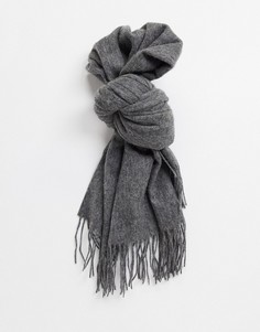 Серый шарф из 100% шерсти ASOS DESIGN