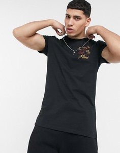 Футболка черного цвета с неоновым принтом New Era NBA Miami Heat-Черный цвет