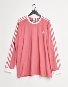 Розовый лонгслив с тремя полосками adidas Originals adicolor