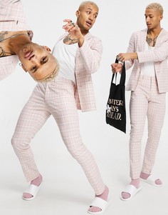 Розовый супероблегающий пиджак классического кроя в клетку тартан ASOS DESIGN-Розовый цвет