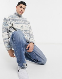 Спортивная флисовая куртка в стиле oversized со сплошным геометрическим принтом ASOS DESIGN-Бежевый